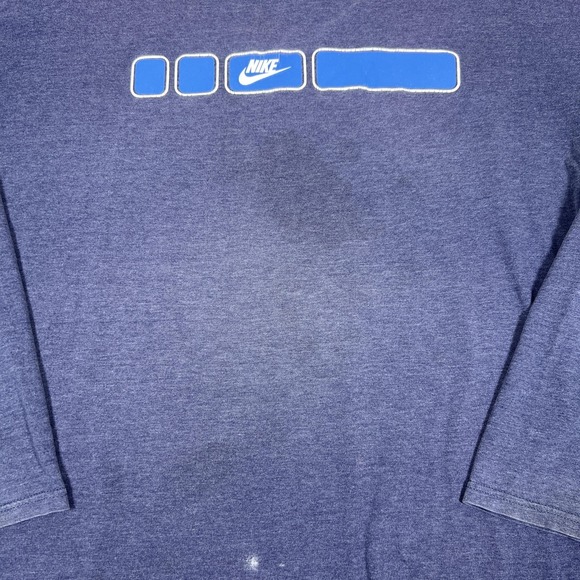 Vintage Nike Shirt Mens 2XL Blue Long Sleeve USA Made Swoosh 90s Athletic Tee - Picture 4 of 11
